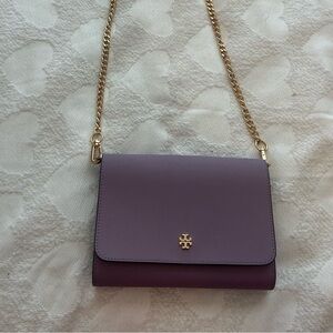 Tory Burch Lavender Crossbody with Gold Chain